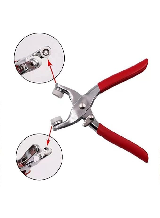 مجموعة ادوات تركيب كباسين الملابس بالضغط مع كماشة تثبيت مع 100حلقة كباسين ازرار خياطة وازرار كبس مجوفة وابزيم معدني ملحق للخياطة والحرف اليدوية - Image 3